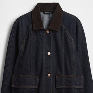 GAP UltraSoft Denim Cotton-Tencel Swing Chore Jacket Dark Blue Indigo M $148 NWT